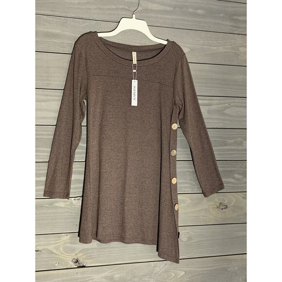 Brown High Low Tunic Dress Womens S Igenjun NWT - Picture 5 of 10